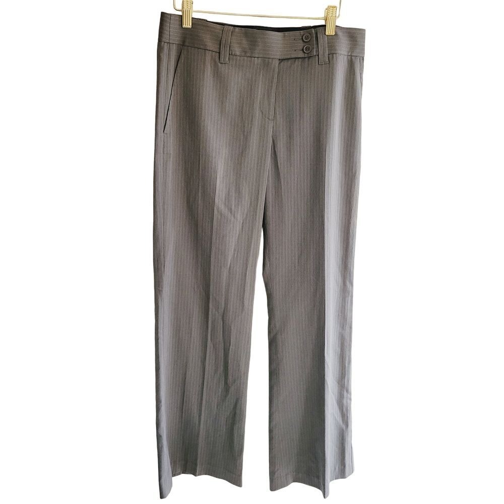 BCBGMAXAZRIA Grey Pinstripe Straight Leg Dress Pants Womens Y2K 6 Office‎ Career